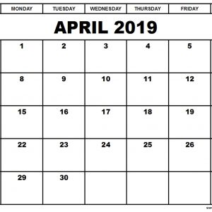 April 2019 Calendar Template Word Excel Pdf Free Printable