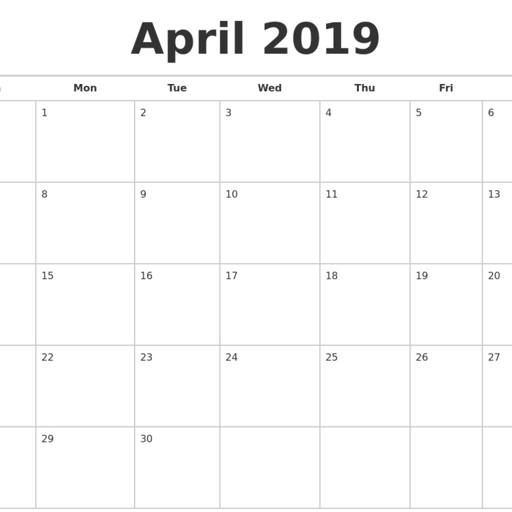 April 2019 Calendars Free