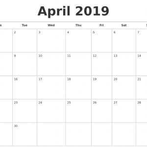 April 2019 Calendars Free