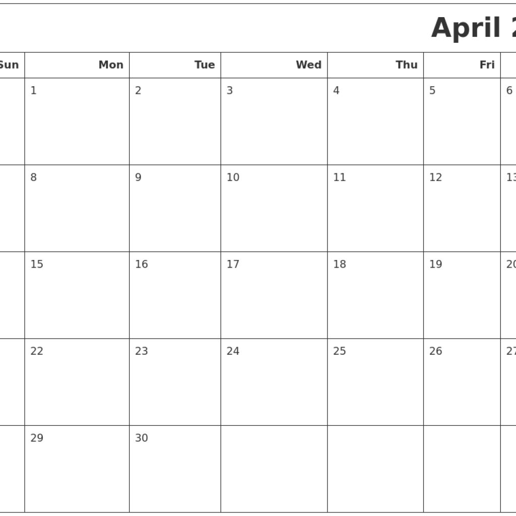 April 2019 Calendars To Print