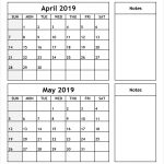 April And May 2019 Calendar All 12 Month Calendar Printable