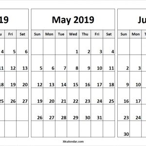 April May June 2019 Calendar 30 Day Calendar