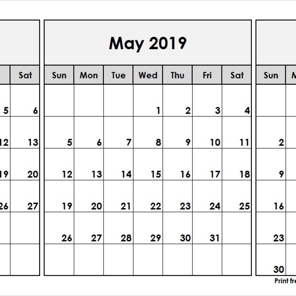 April May June 2019 Printable Calendar 30 Day Calendar