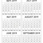 April To September 2019 Calendar Printable 6 Month 2019 Calendar