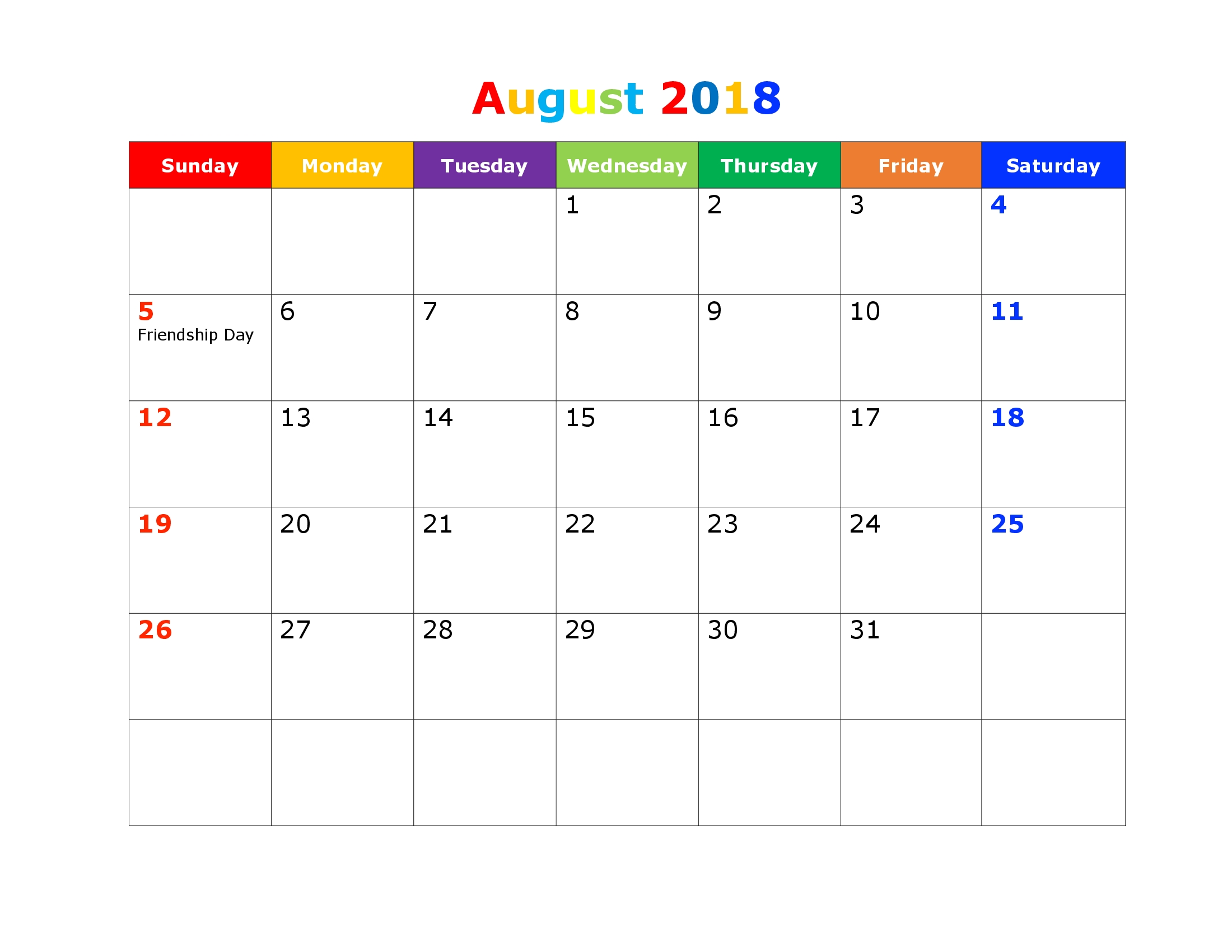 August 2018 Printable Holiday Calendar South Africa Printable