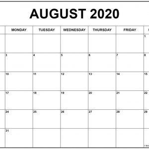 August 2020 Calendar Free Printable Monthly Calendars