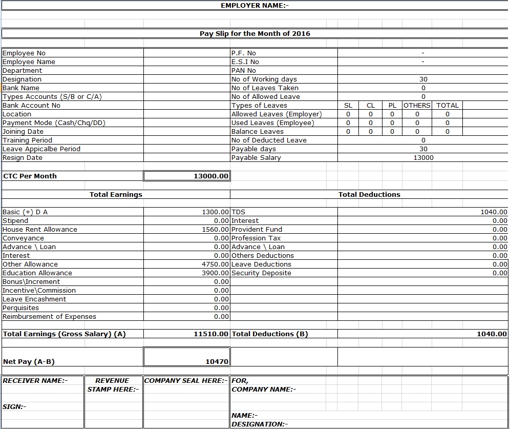 Best Ideas For Free Payslip Template Excel In Download Resume 