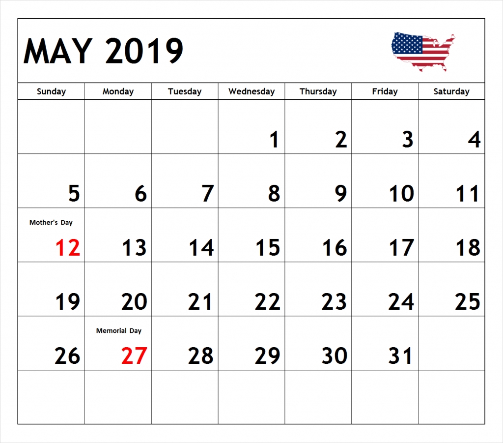 Best May 2019 Blank Calendar Printable Template Free Calendar