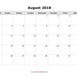 Blank Calendar For August 2018