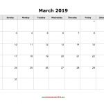 Blank Calendar For March 2019