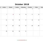 Blank Calendar For October 2018