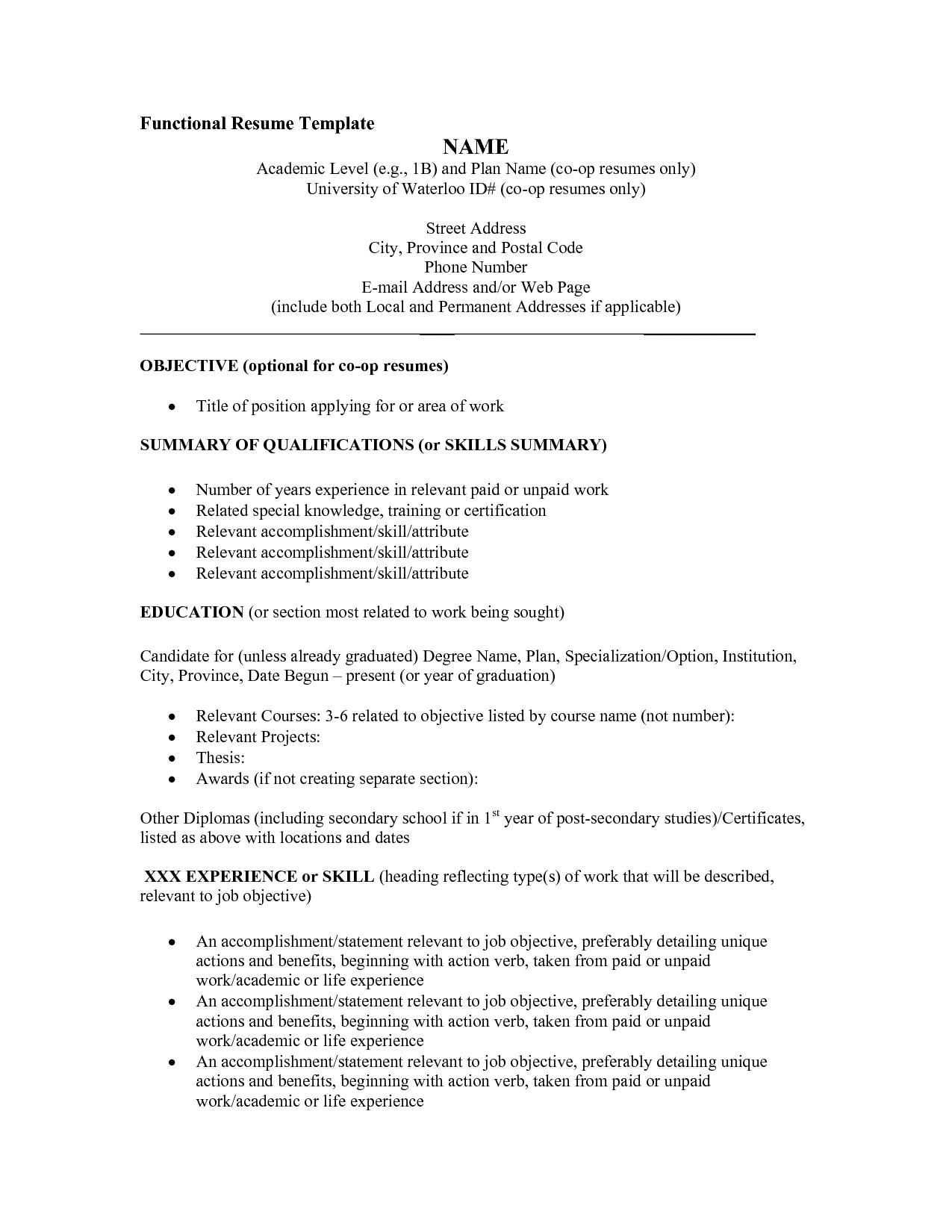 Blank Resume Template Pdf Functional Resume Template Pdf