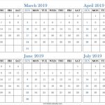 Blank Six Months 2019 February To July Calendar Printable Free