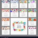 Calendar 2019 Floral Calendar With Colorful Vector Image