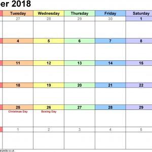 Calendar December 2018 Uk Bank Holidays Excelpdfword Templates