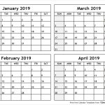 Calendar Feb March April 2019 Template Calendar Printable