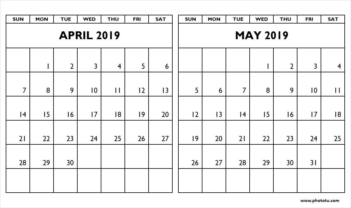 Calendar For April And May Calendar