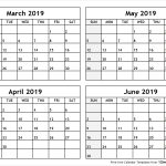 Calendar March To June 2019 Printable All 12 Month Calendar Printable