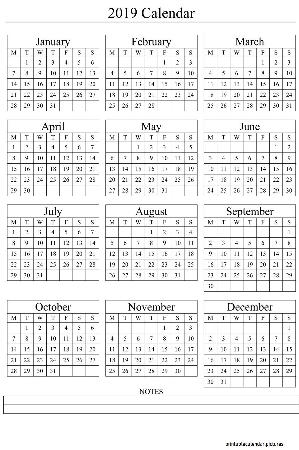 Calendar Template 2019 Calendar Template 2019 Yearly Calendar 