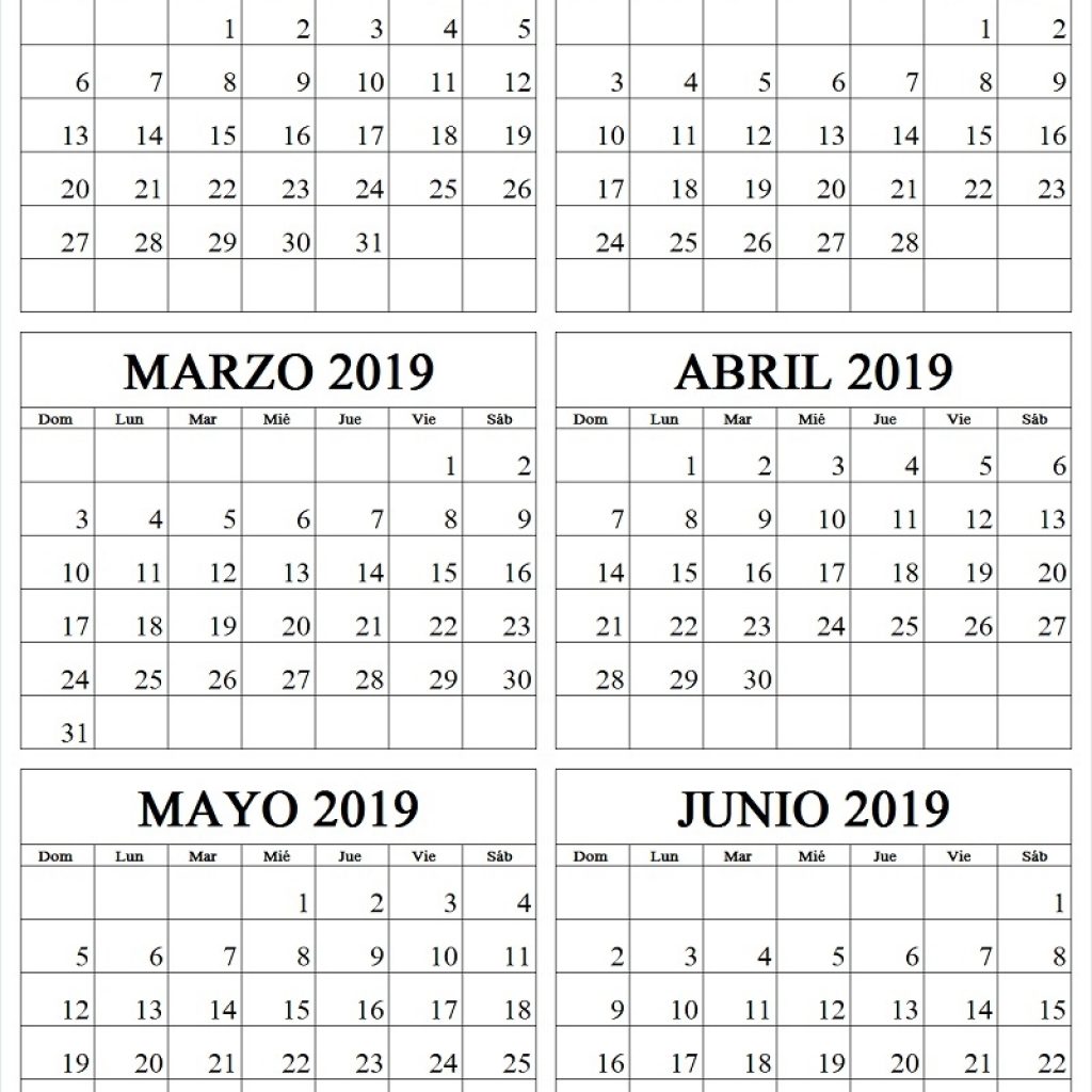 Calendario Enero A Junio 2019 Para Imprimir Calendario Mensual