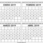 Calendario Enero Febrero Marzo Abril 2019 Para Imprimir Argentina