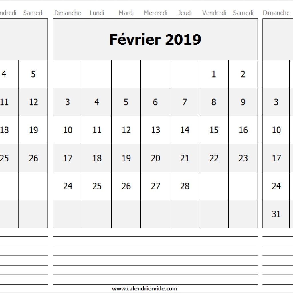 Calendrier Janvier Fvrier Mars 2019 Imprimer Calendrier