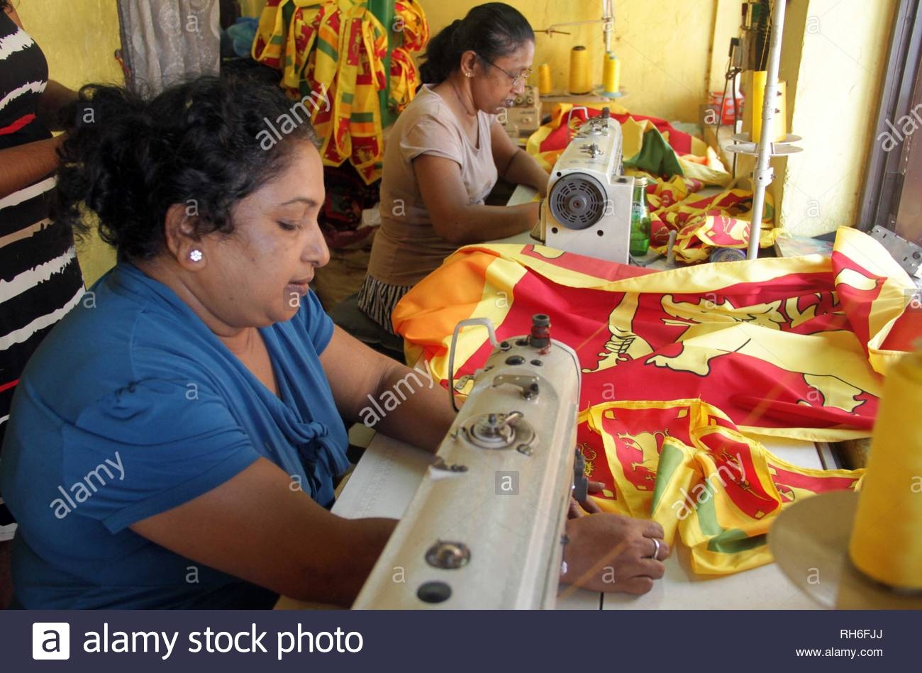 Colombo Sri Lanka 31st Jan 2019 Tailors Make National Flags At A