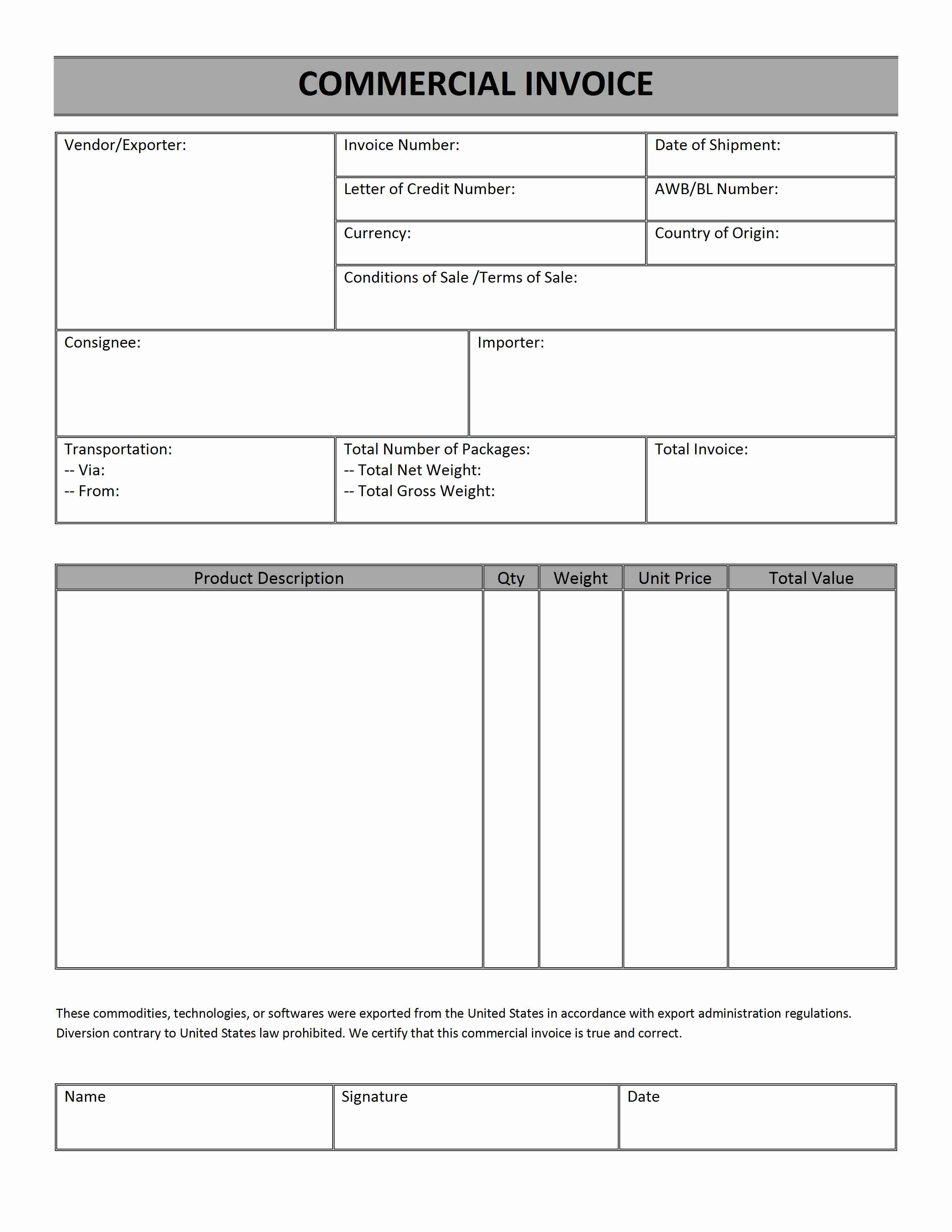 Commercial Invoice 