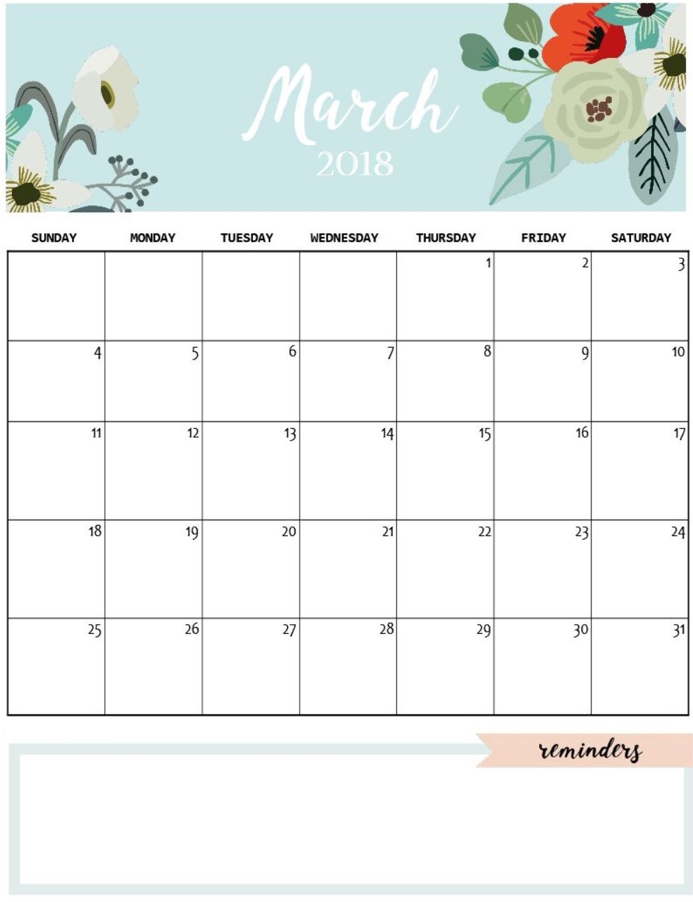 Cute March 2018 Calendar To Print Printable Calendario March