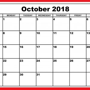 Cute October Calendar 2018 October 2018 Calendar Template