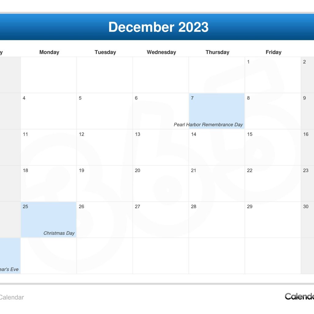 December 2023 Calendar