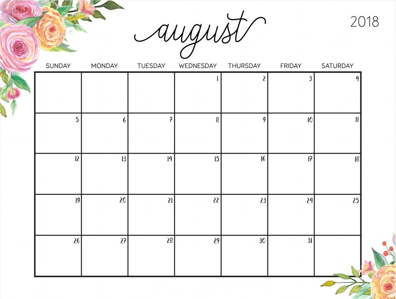 Design August 2018 Calendar August 2018 Calendar August Calendar 