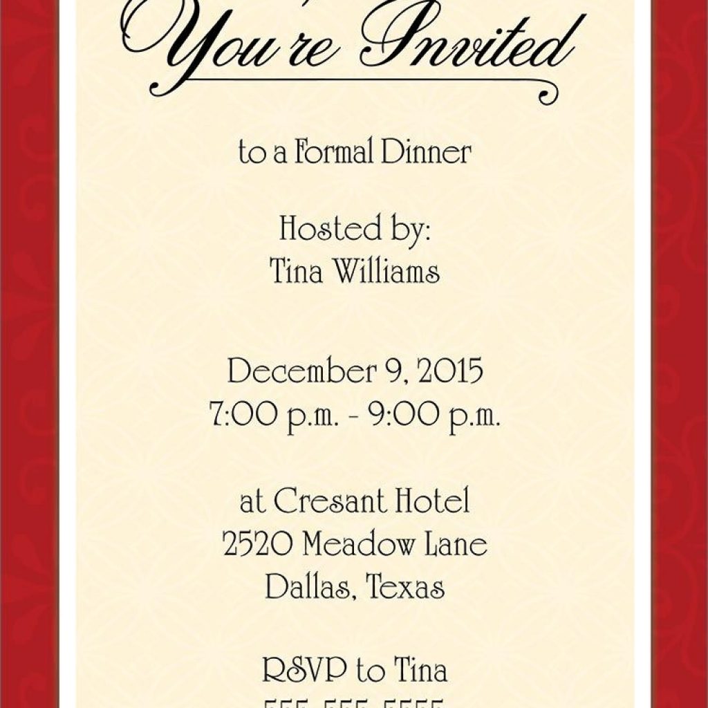 Dinner Invitation Template Free Places To Visit Dinner Party