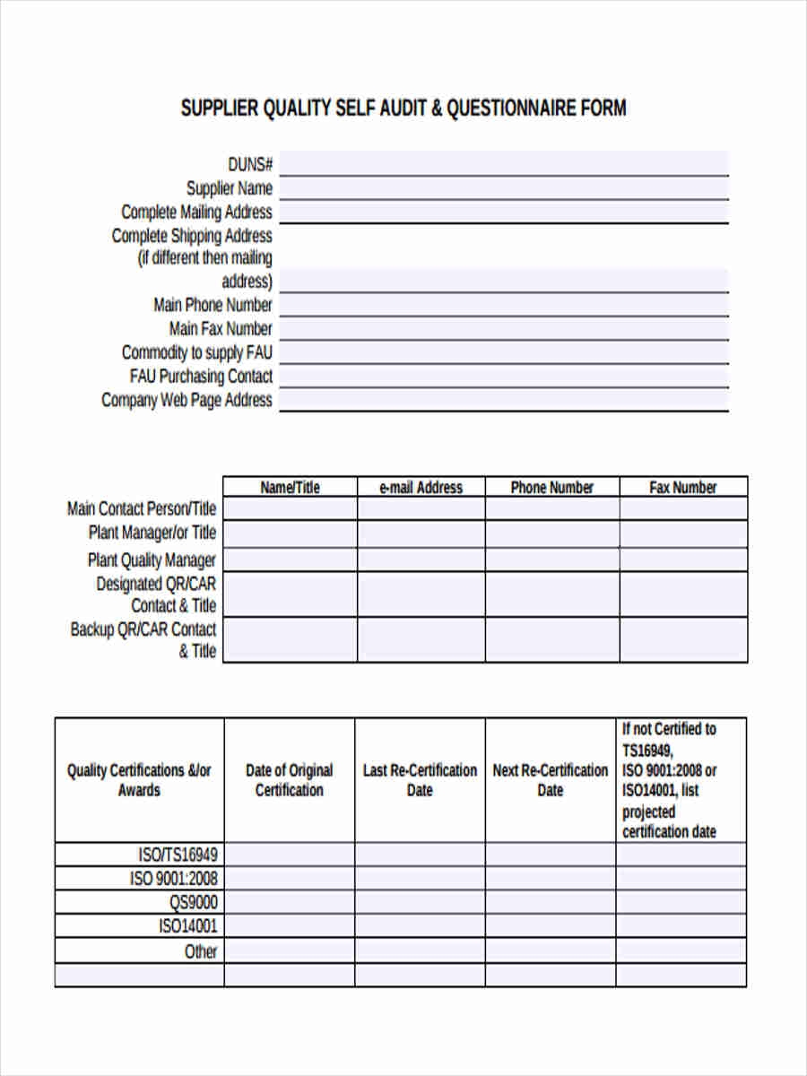 Distributor Questionnaire Template