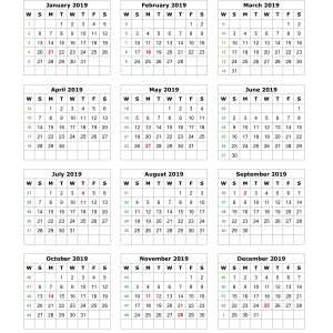 Download Blank Calendar 2019 12 Months On One Page Vertical