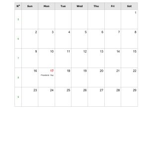 Download February 2020 Blank Calendar With Us Holidays Vertical