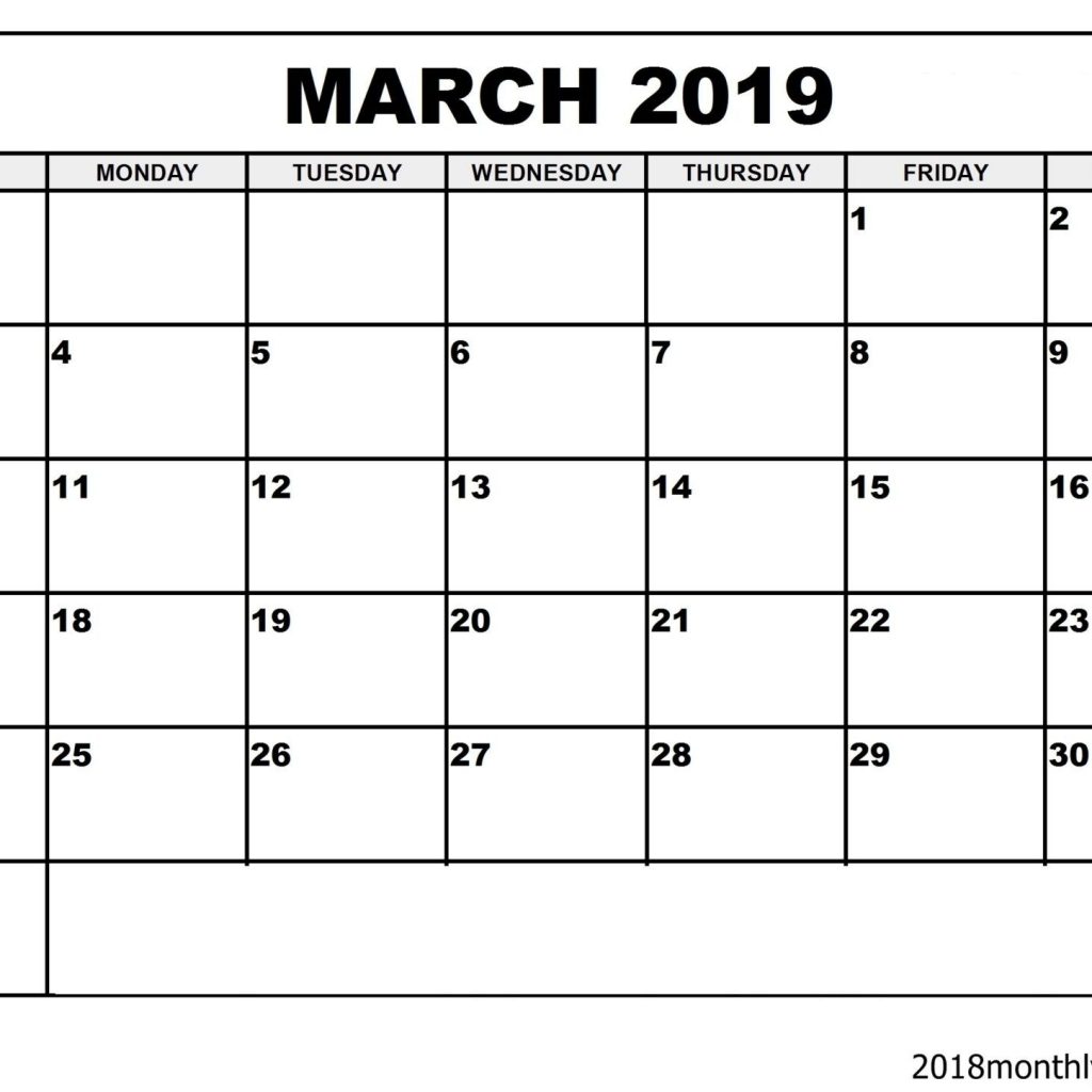 Download March 2019 Calendar Blank Template Editable Calendar