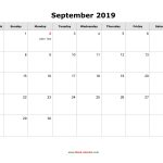 Download September 2019 Blank Calendar With Us Holidays Horizontal