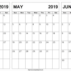 Editable April May June 2019 Calendar April May June