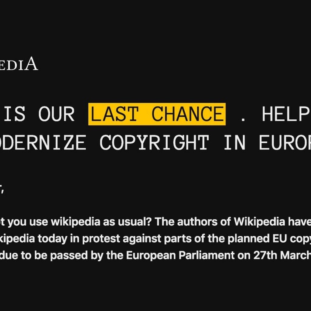 European Wikipedias Have Been Turned Off For The Day To Protest