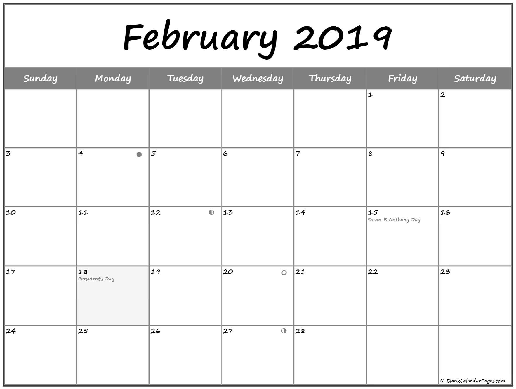 February 2019 Calendar With Holidays Printable Country Wise 