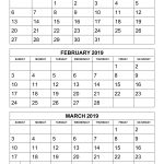 February To April Three Month 2019 Calendar Kostilka