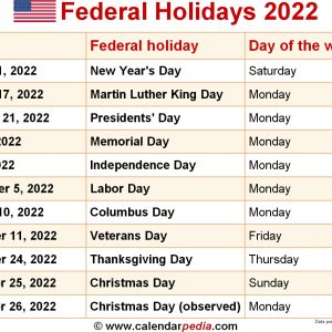 Federal Holidays 2022