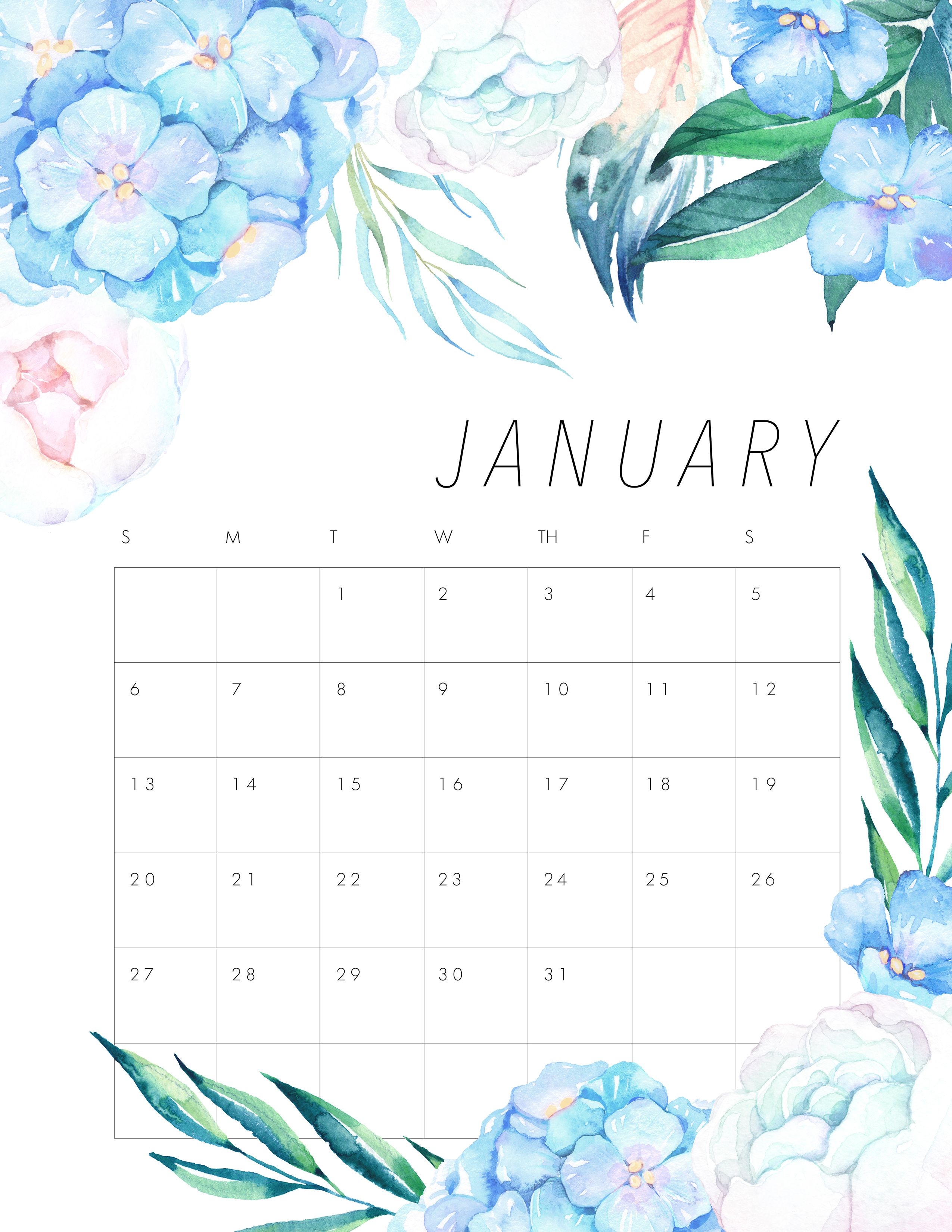 Floral January 2019 Calendar 10 Best January 2019 Calendar With 