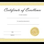 Free Certificate Of Excellence Templates At Allbusinesstemplates