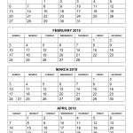 Free Download Printable Calendar 2019 4 Months Per Page 3 Pages