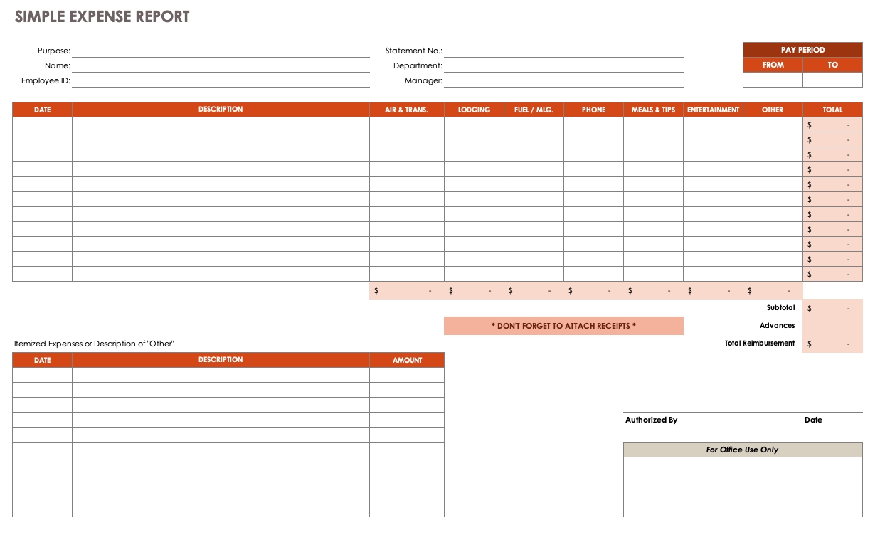 Free Expense Report Templates Smartsheet 