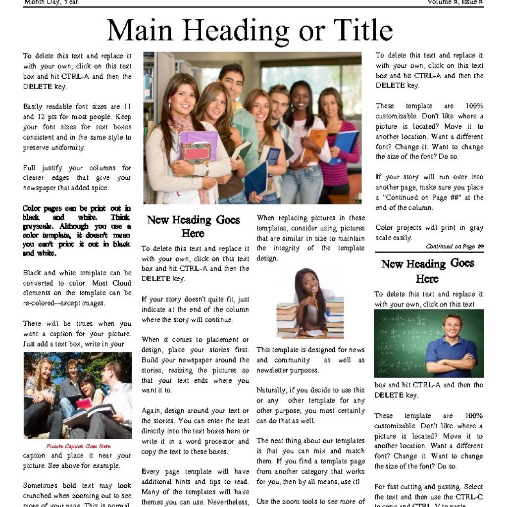 Free Newspaper Templates Print And Digital Makemynewspaper