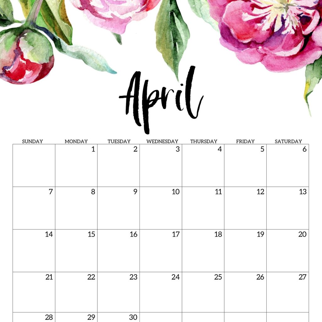 Free Printable Calendar 2019 Floral 2019 Pinterest