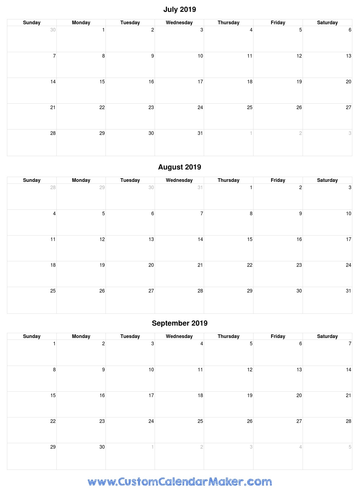 Free Printable Calendars Blank Pdf Templates To Print A 2019 Calendar 